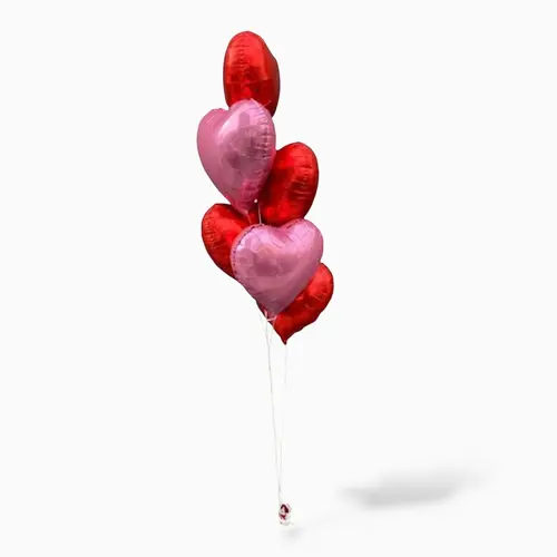 Bouquet de 6 Corazones con Helio