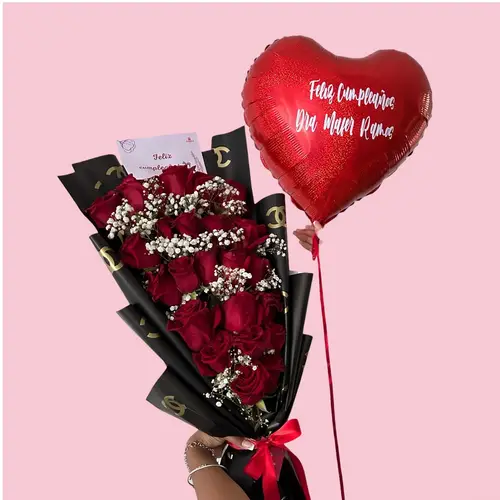 Ramo Amor Deluxe + Globo Personalizado