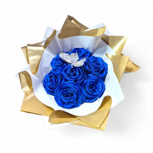 Ramo de 7 Rosas Eternas Azules