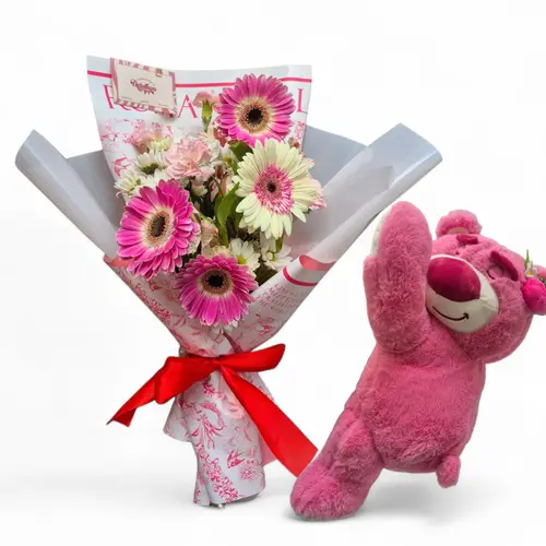 Combo Ternura Rosé — Ramo + Peluche